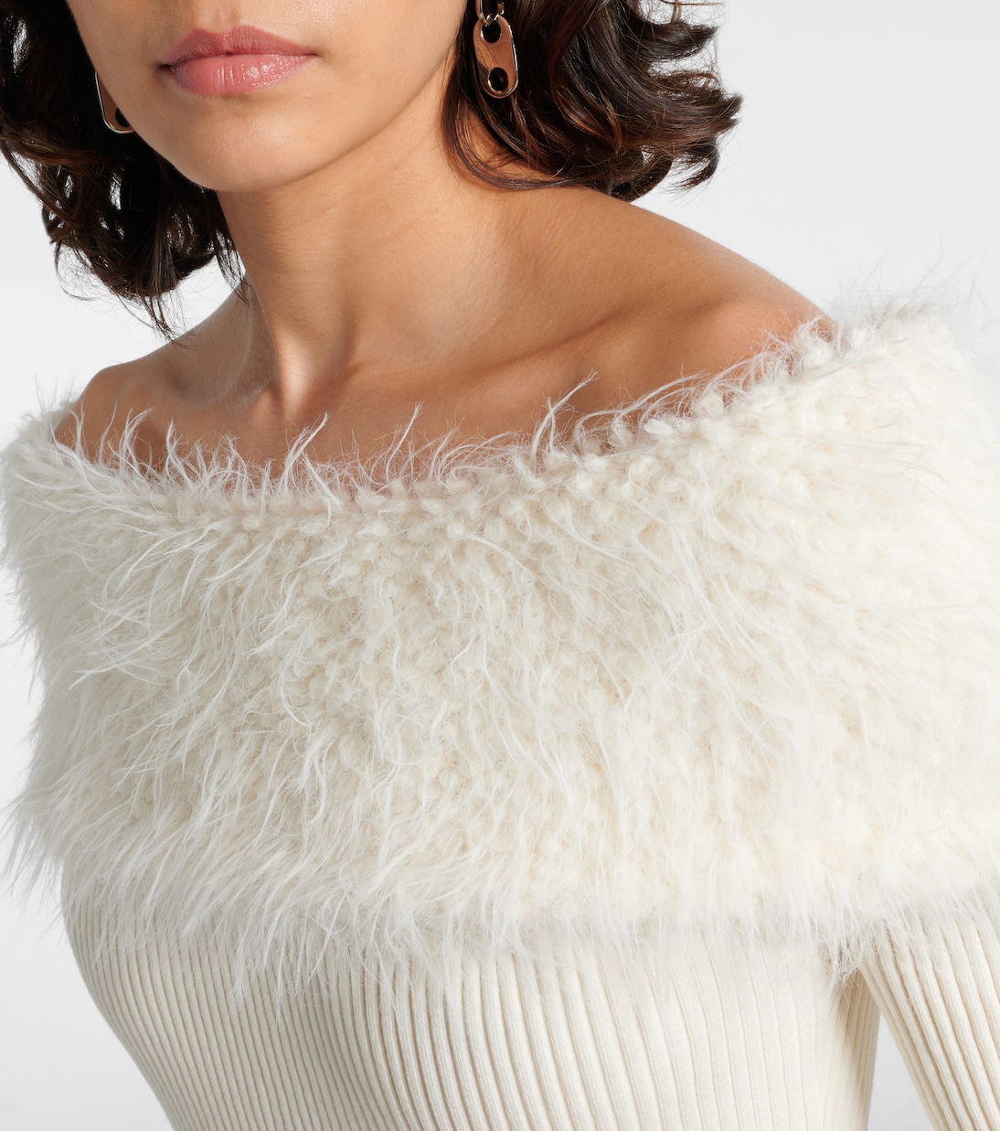 Ribbed-knit faux fur-trimmed maxi dress | Jean Paul Gaultier