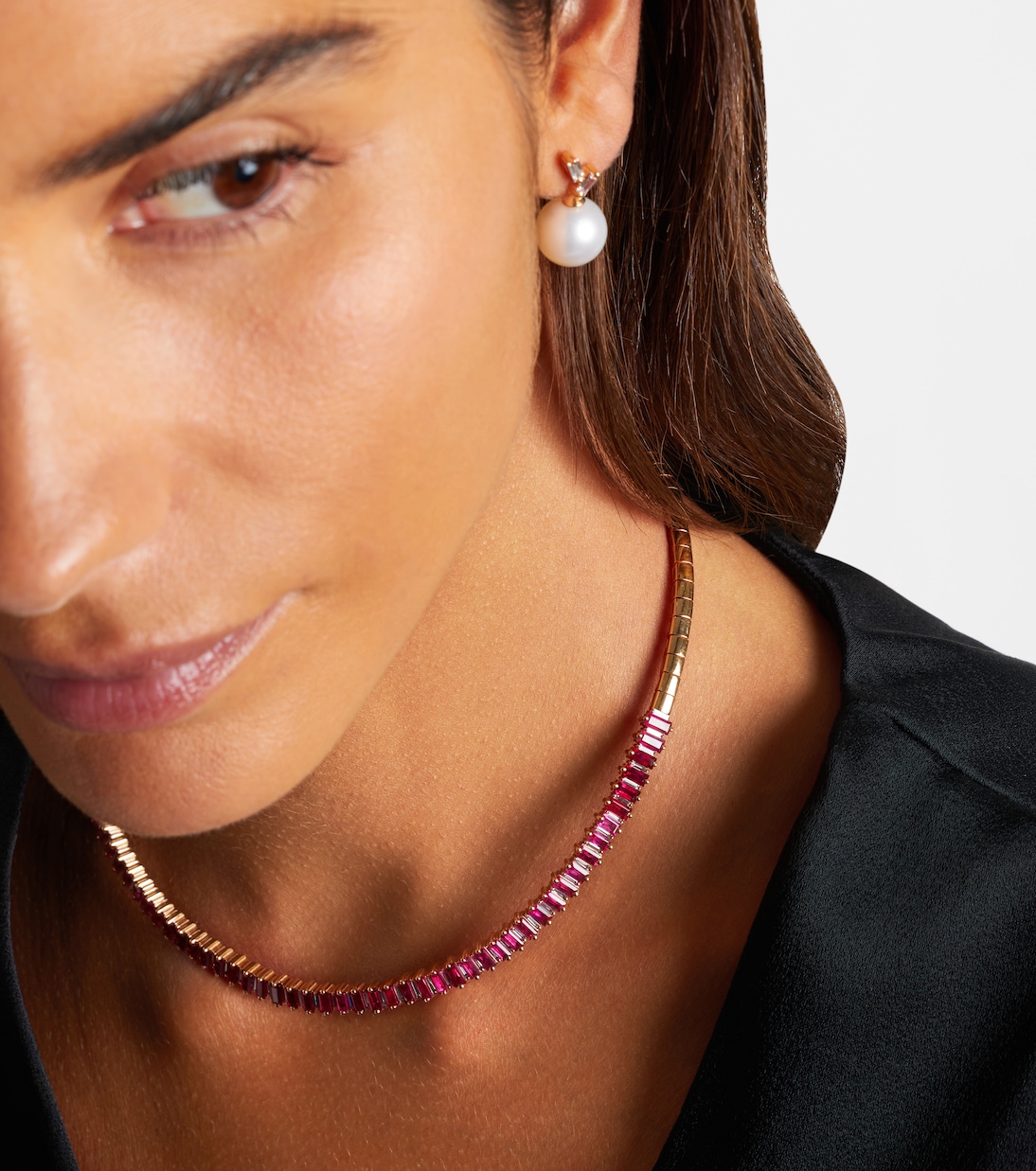 18kt rose gold choker with rubies and diamonds | Suzanne Kalan