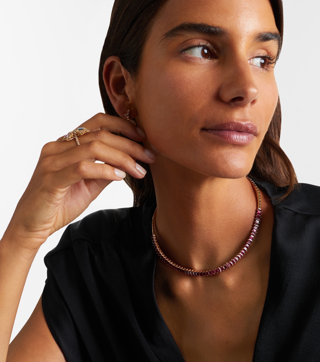 18kt rose gold choker with rubies and diamonds | Suzanne Kalan