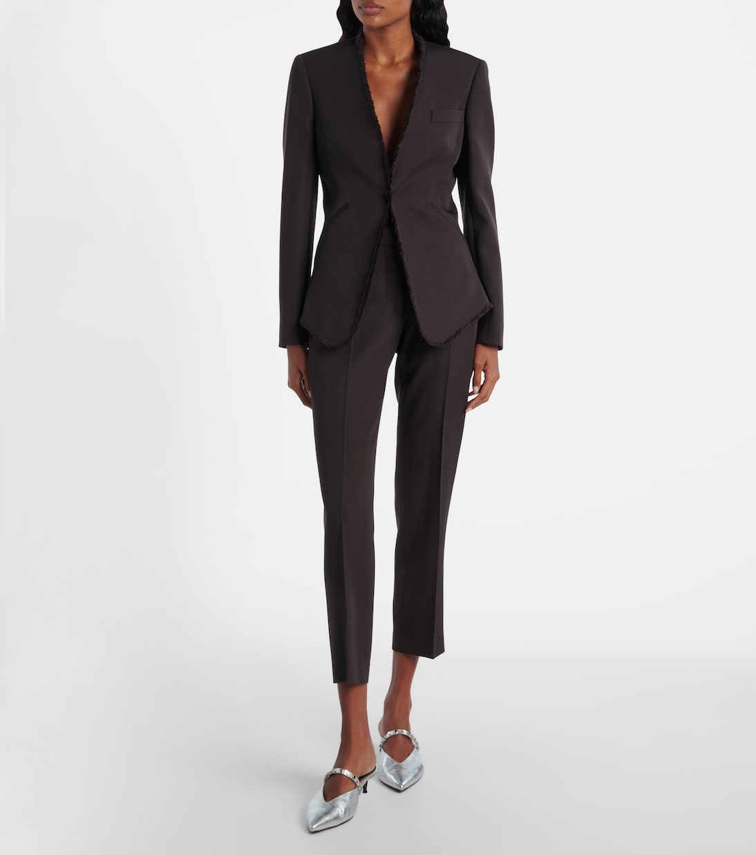 Mid-rise wool canvas crêpe straight pants | McQueen
