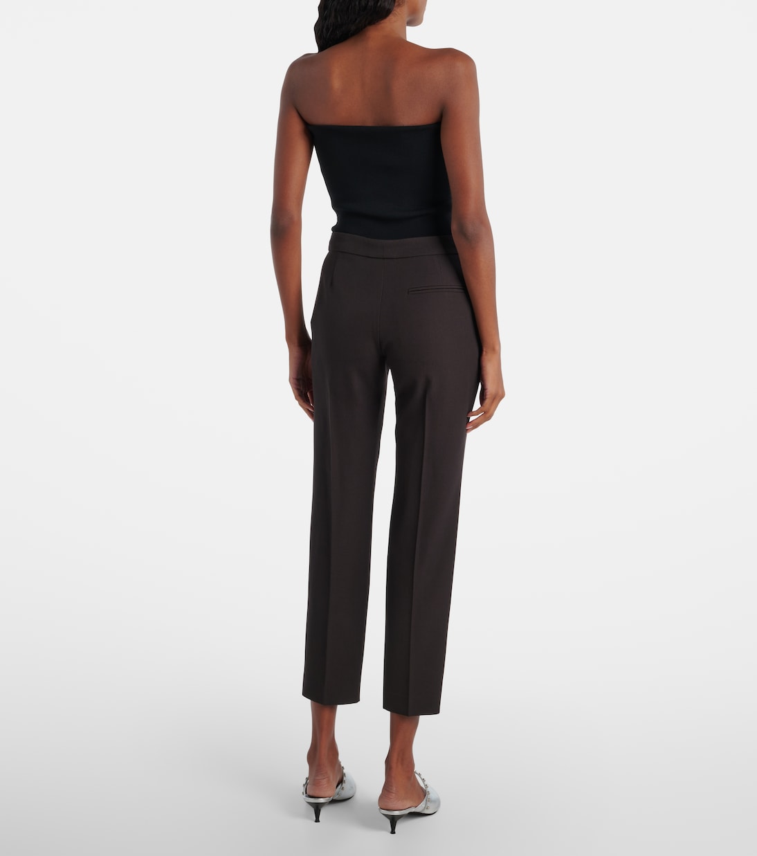 Mid-rise wool canvas crêpe straight pants | McQueen