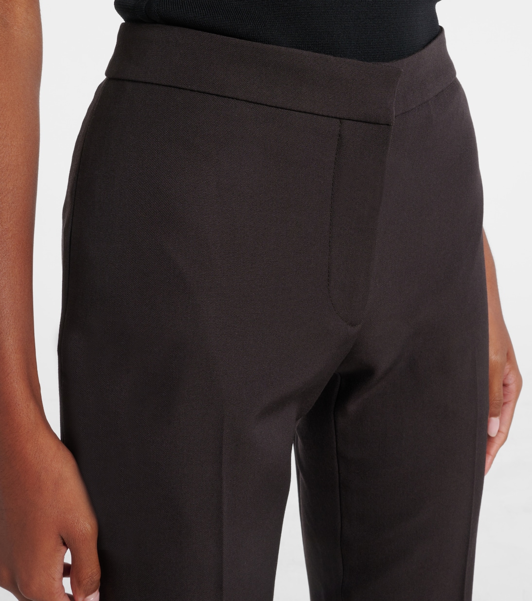 Mid-rise wool canvas crêpe straight pants | McQueen