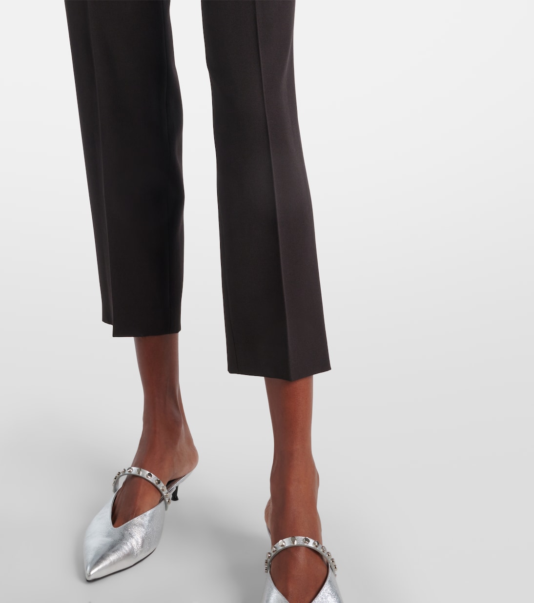 Mid-rise wool canvas crêpe straight pants | McQueen