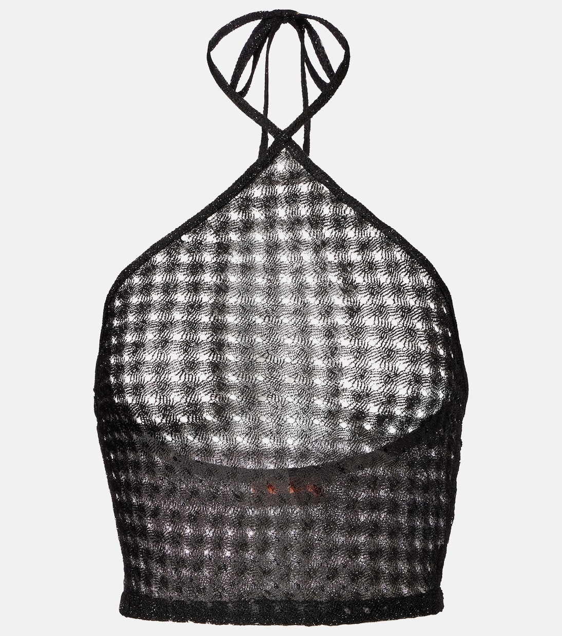 Open-knit halterneck lamé crop top | Missoni