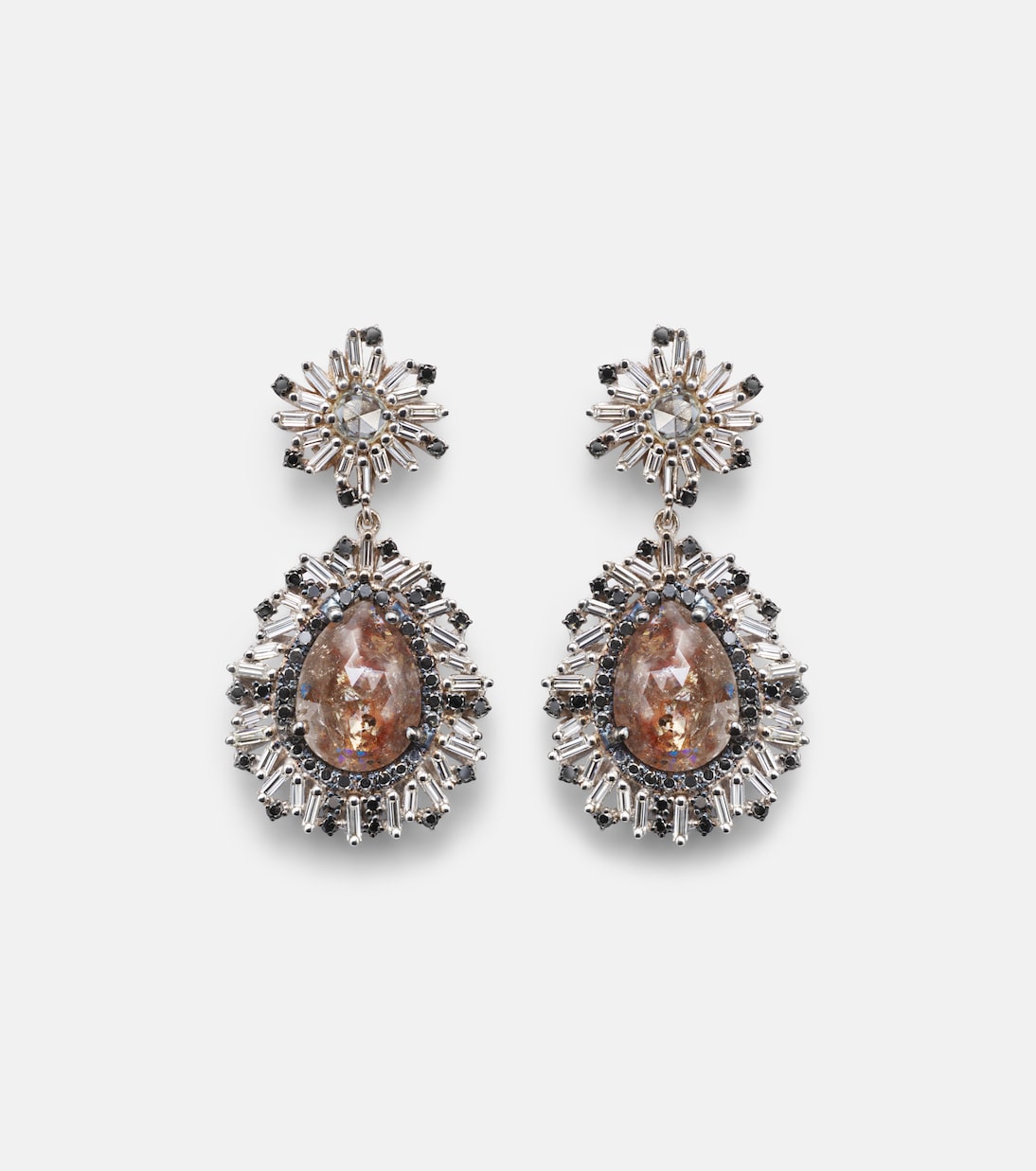 18kt white gold drop earrings with diamonds | Suzanne Kalan