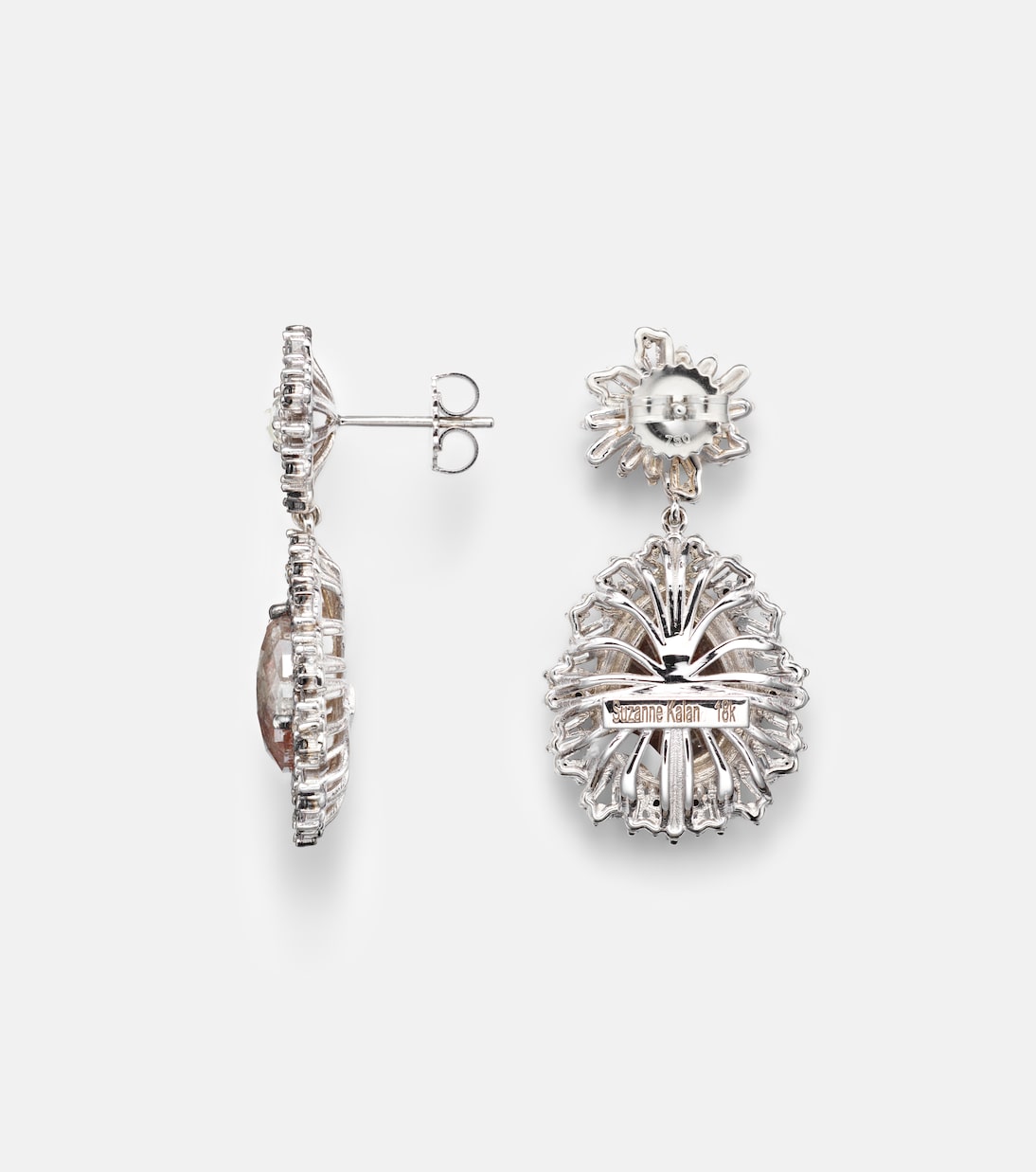 18kt white gold drop earrings with diamonds | Suzanne Kalan