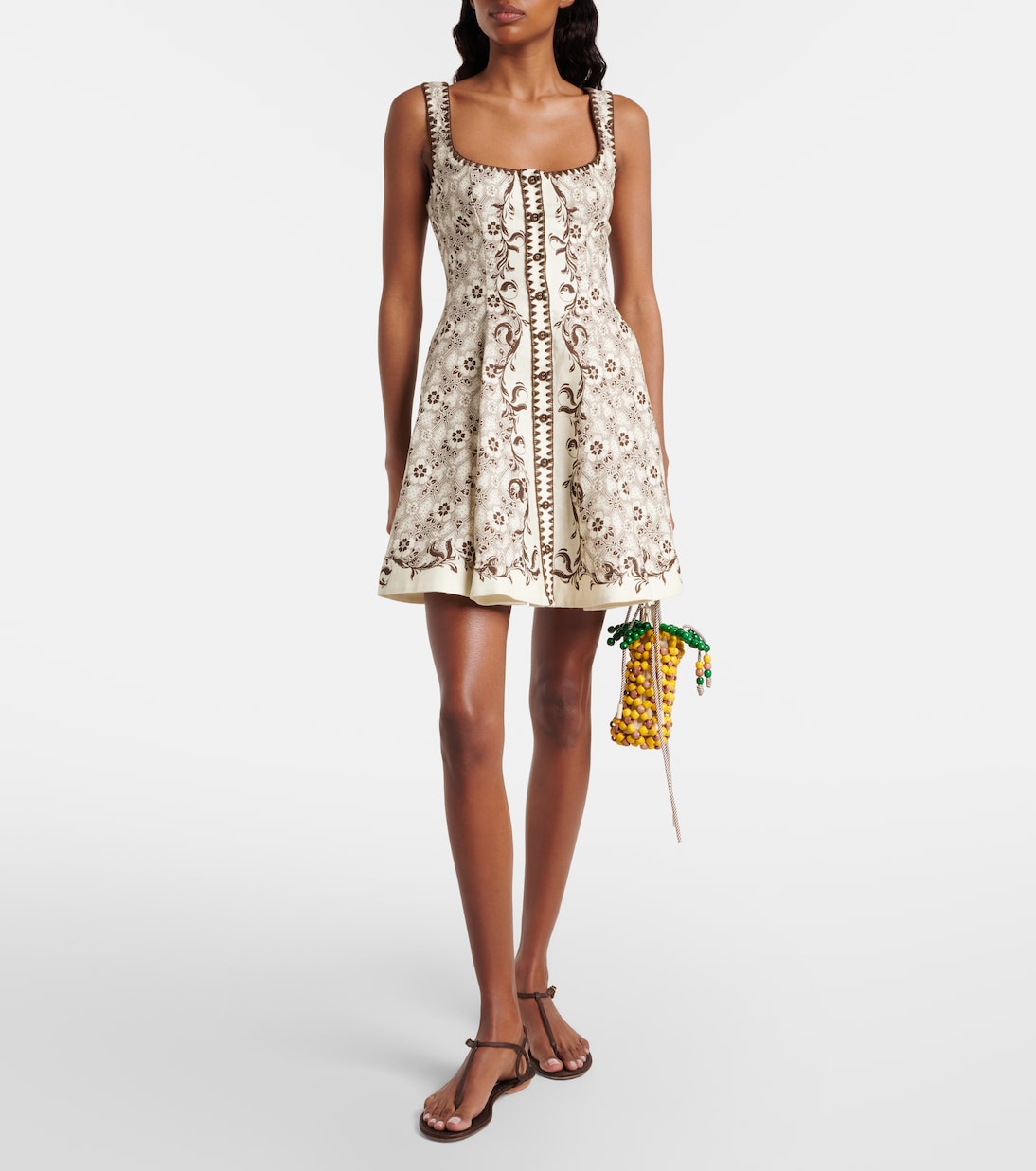 Printed linen and cotton minidress | Alémais