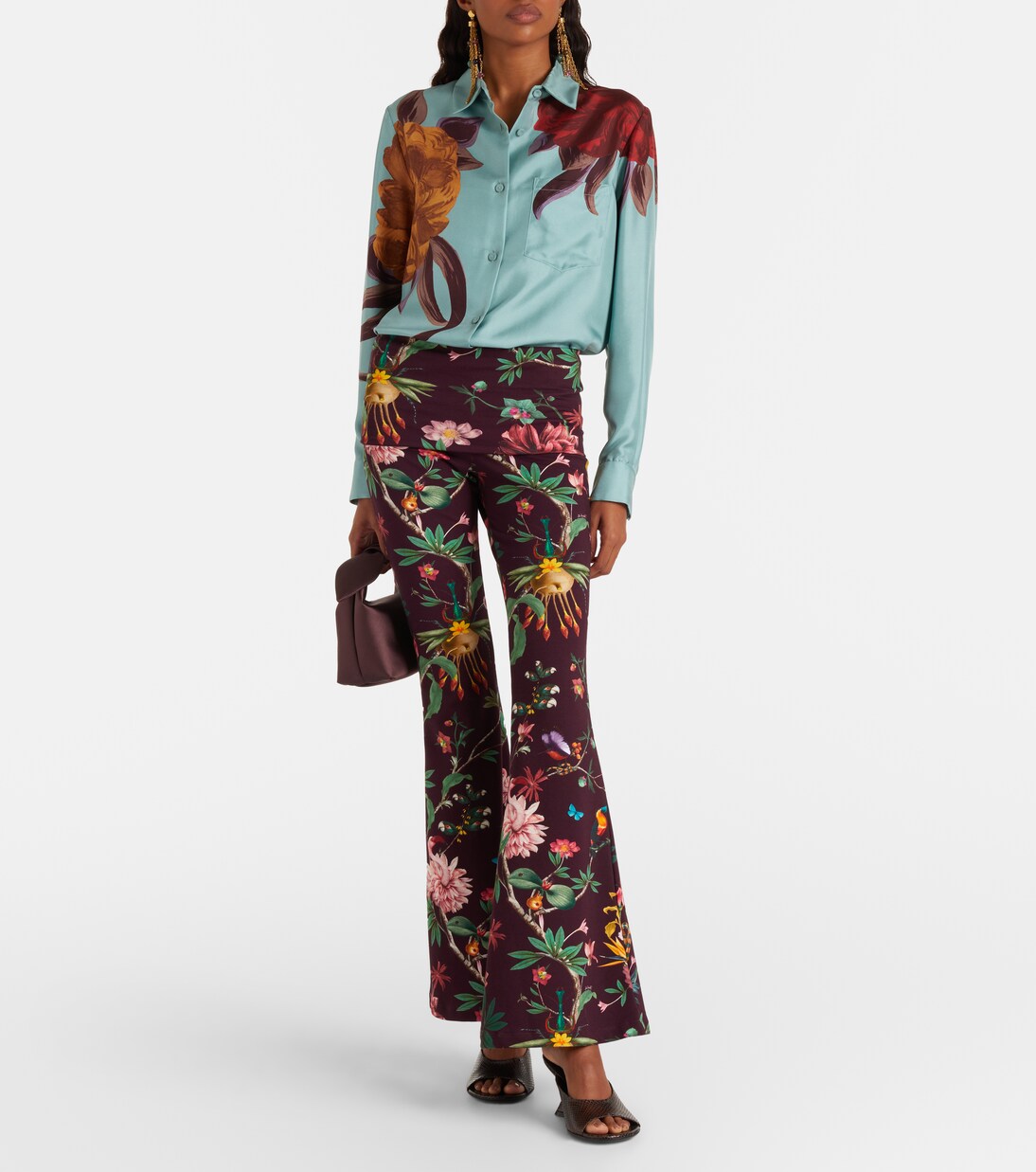 Meditation 플로럴 코튼 블렌드 플레어 팬츠  | La DoubleJ