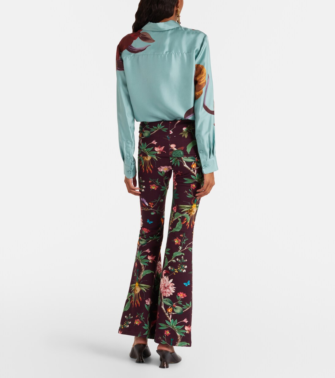 Meditation 플로럴 코튼 블렌드 플레어 팬츠  | La DoubleJ