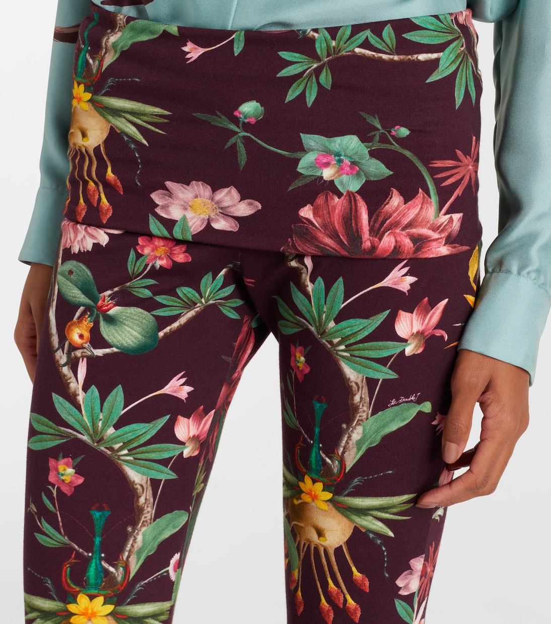 Meditation 플로럴 코튼 블렌드 플레어 팬츠  | La DoubleJ