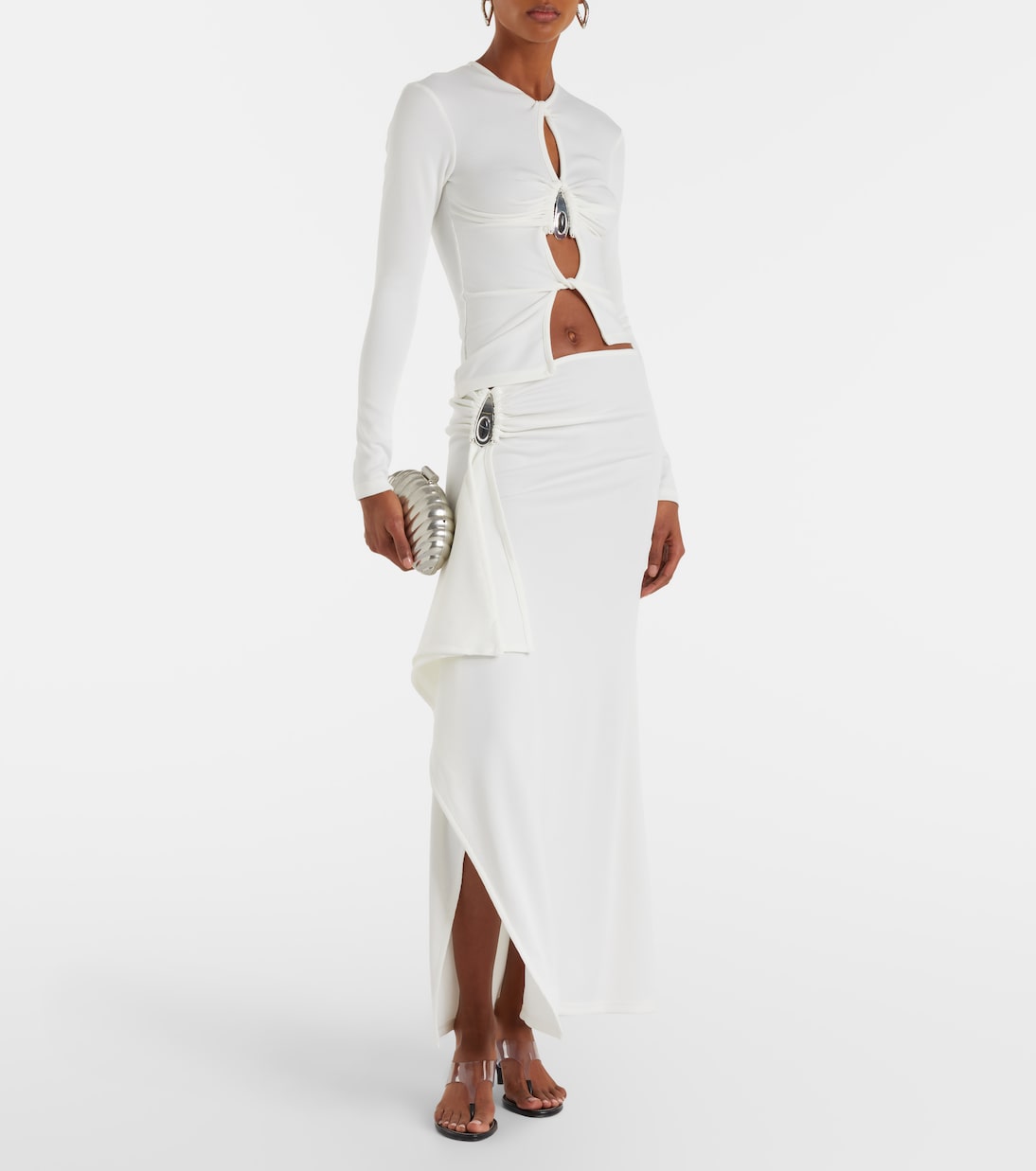 Ribbed-knit draped maxi skirt | Christopher Esber