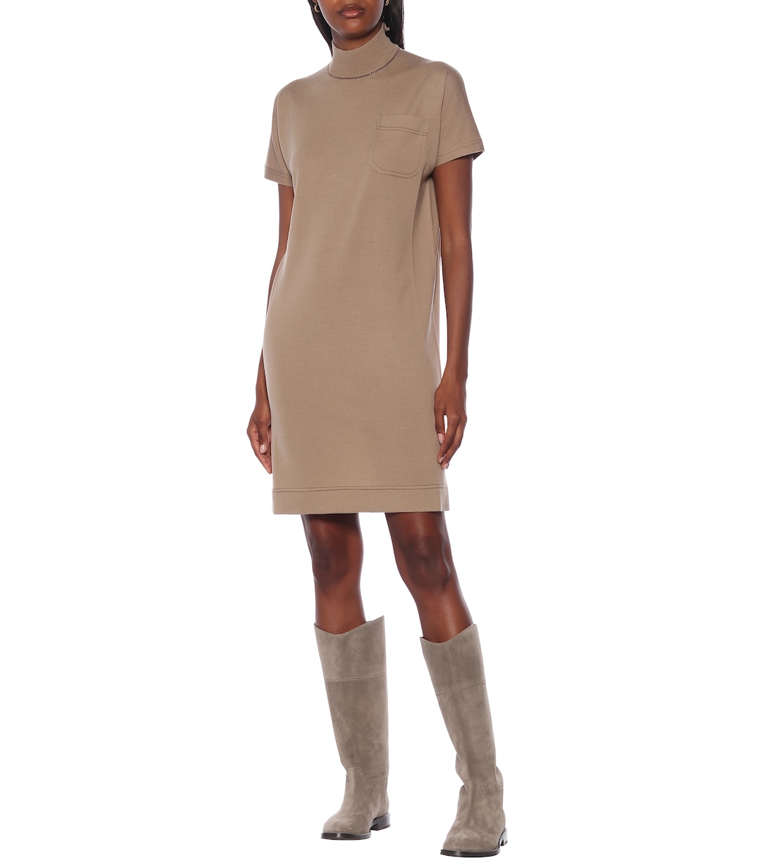 Vestido corto de lana y cachemir | Brunello Cucinelli