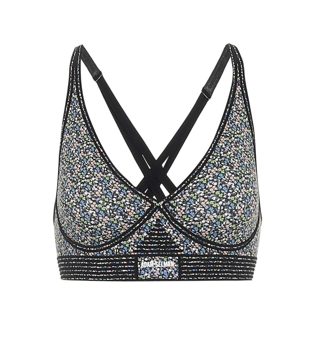 Top sportivo a stampa in nylon stretch | Adam Selman Sport