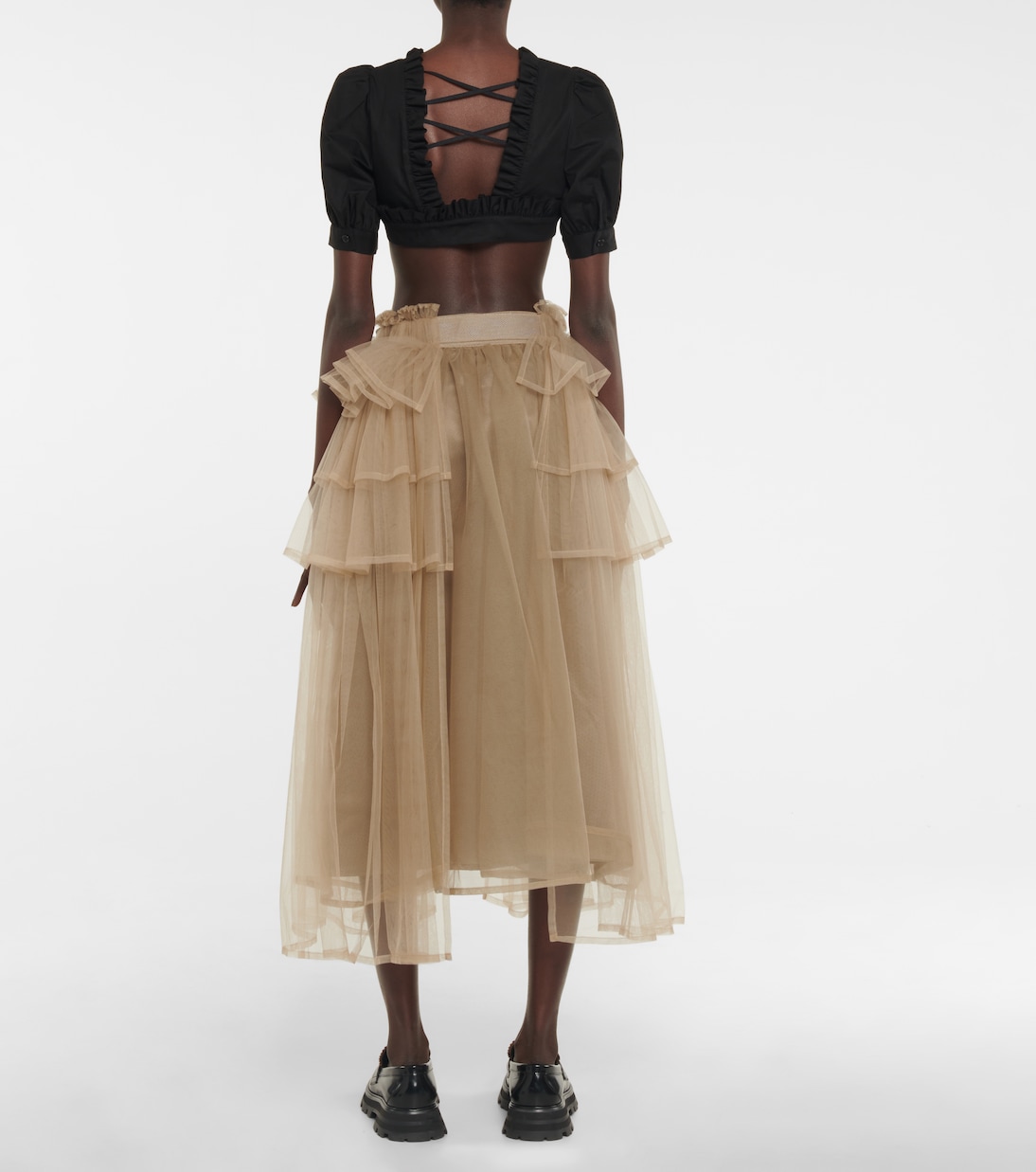Ruffled cotton cropped top | Noir Kei Ninomiya