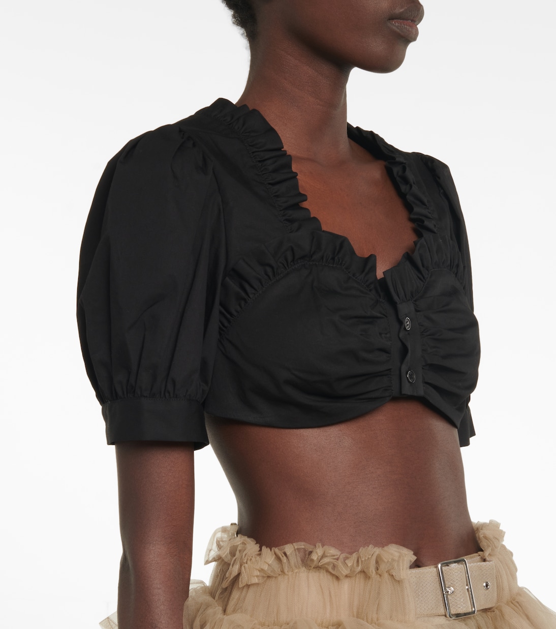 Ruffled cotton cropped top | Noir Kei Ninomiya