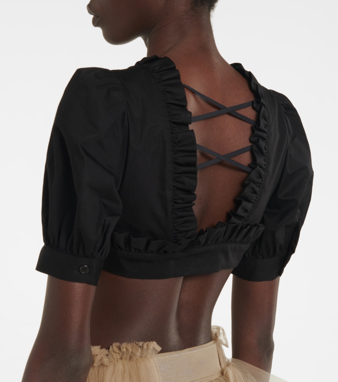 Ruffled cotton cropped top | Noir Kei Ninomiya