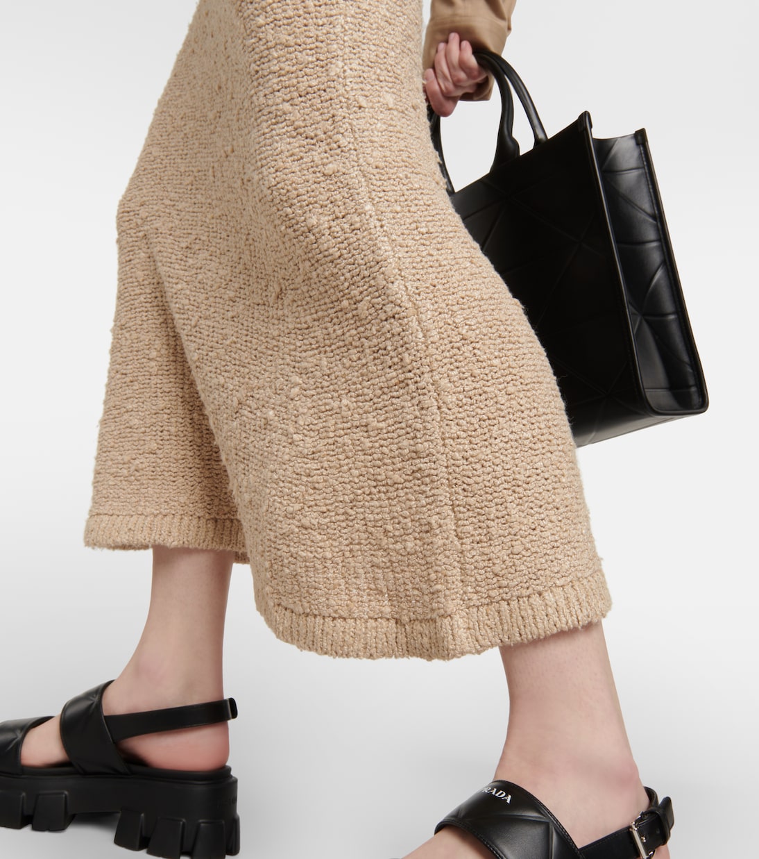 Jupe midi à taille haute en soie | Prada