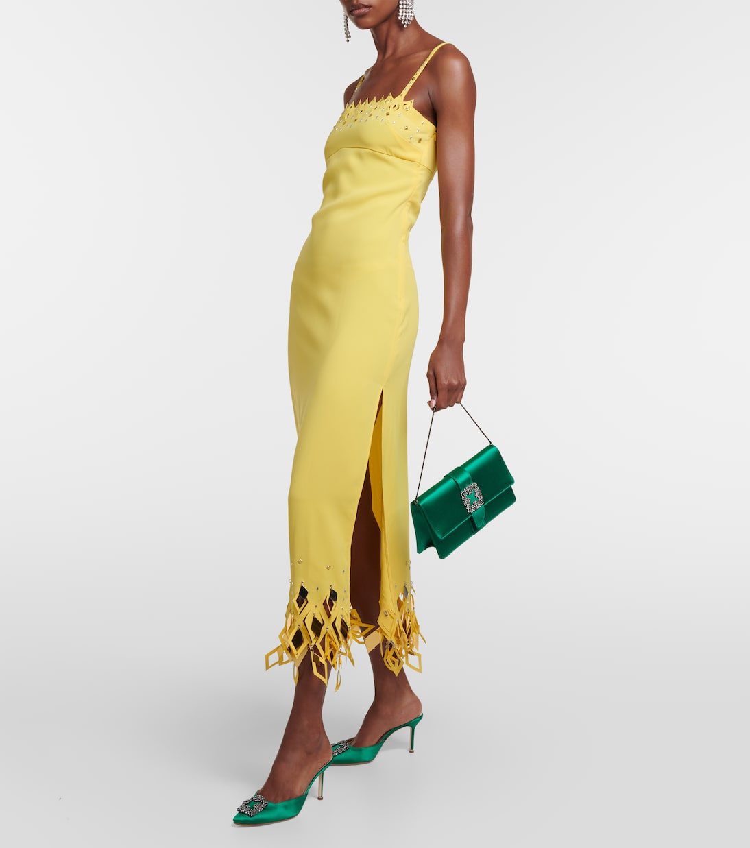 Clutch Capri in raso con cristalli | Manolo Blahnik