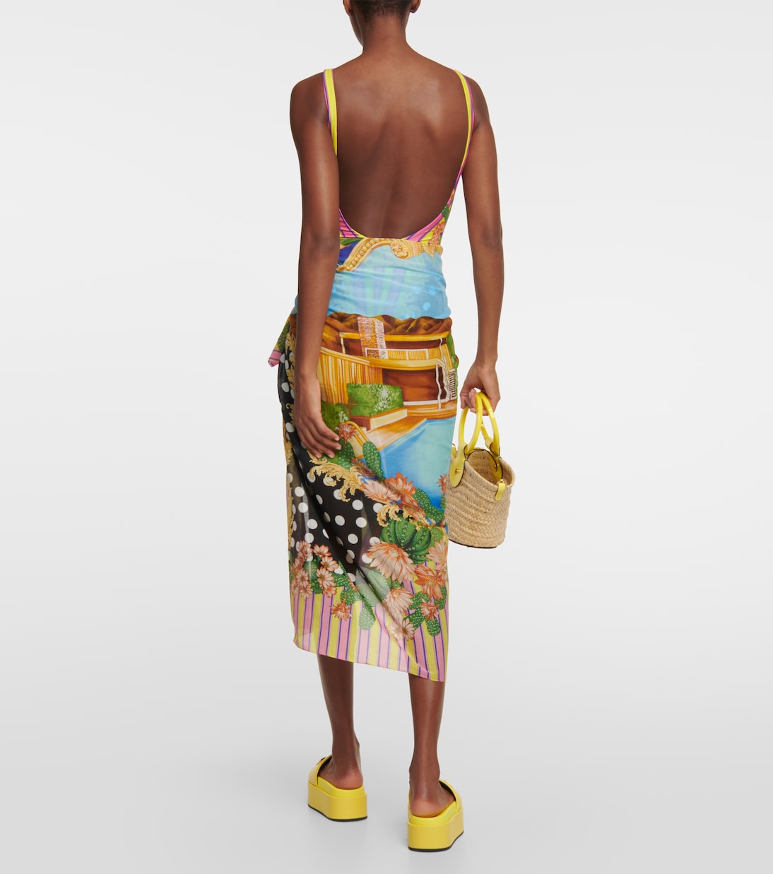 Pareo in cotone e seta con stampa | Versace