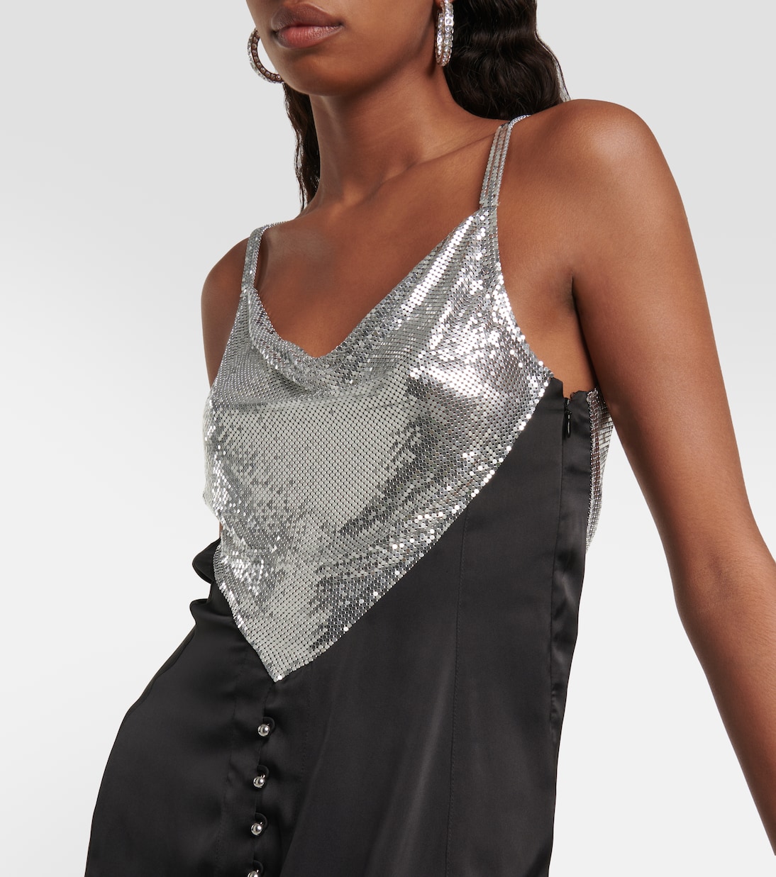 Chainmail and satin minidress | Rabanne