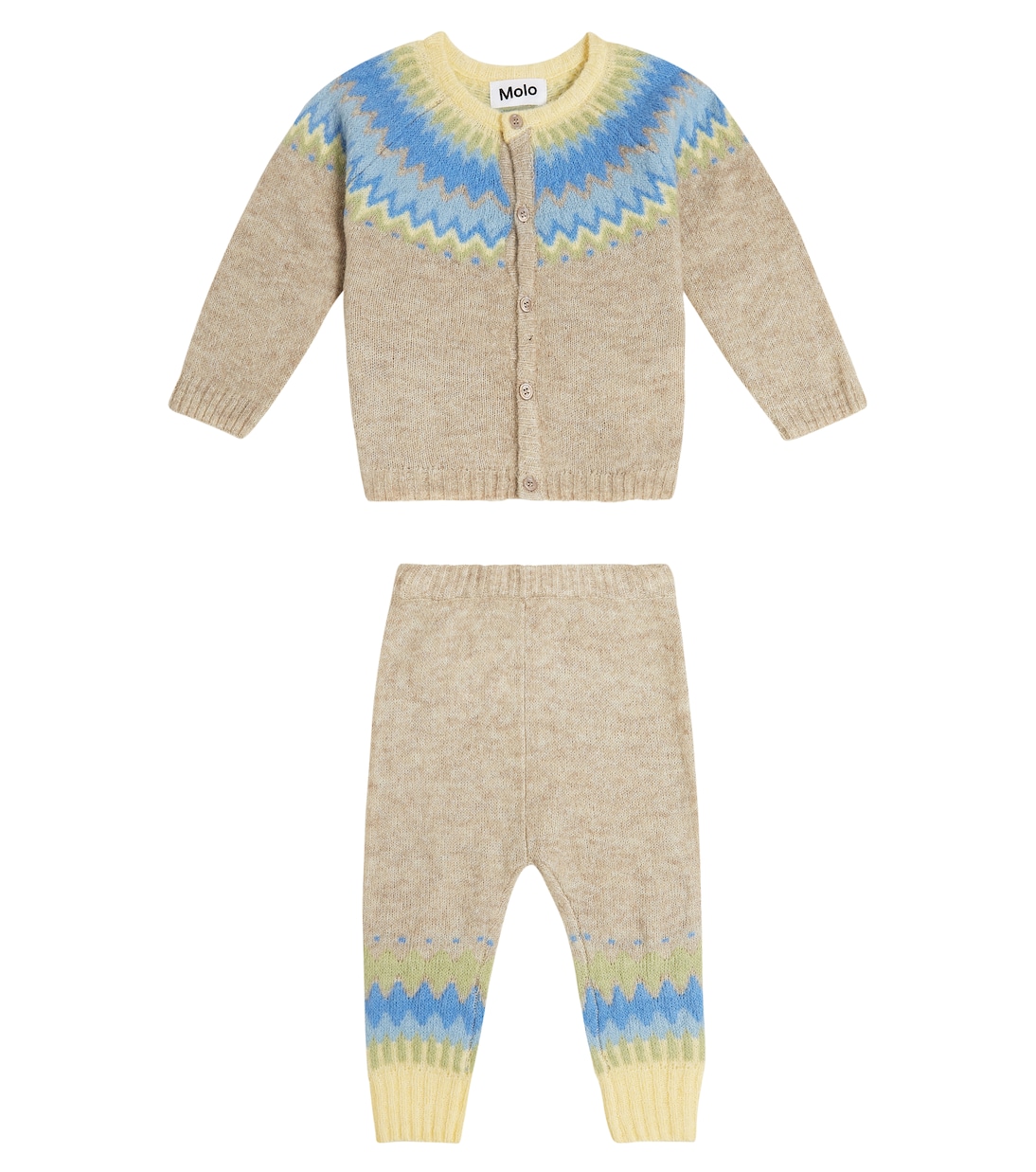 Baby wool-blend cardigan and pants set | Molo