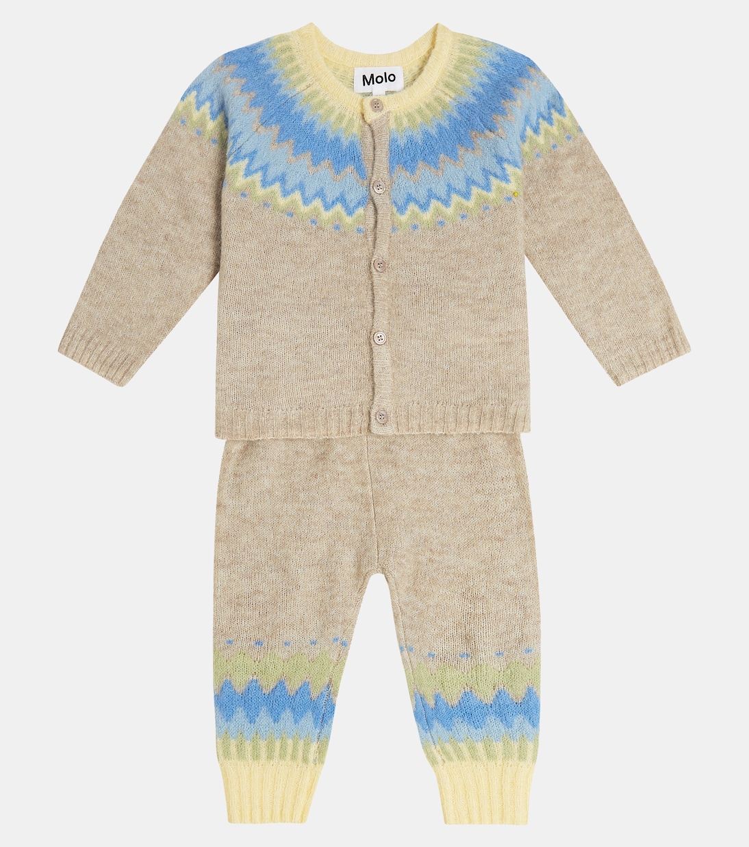 Baby wool-blend cardigan and pants set | Molo