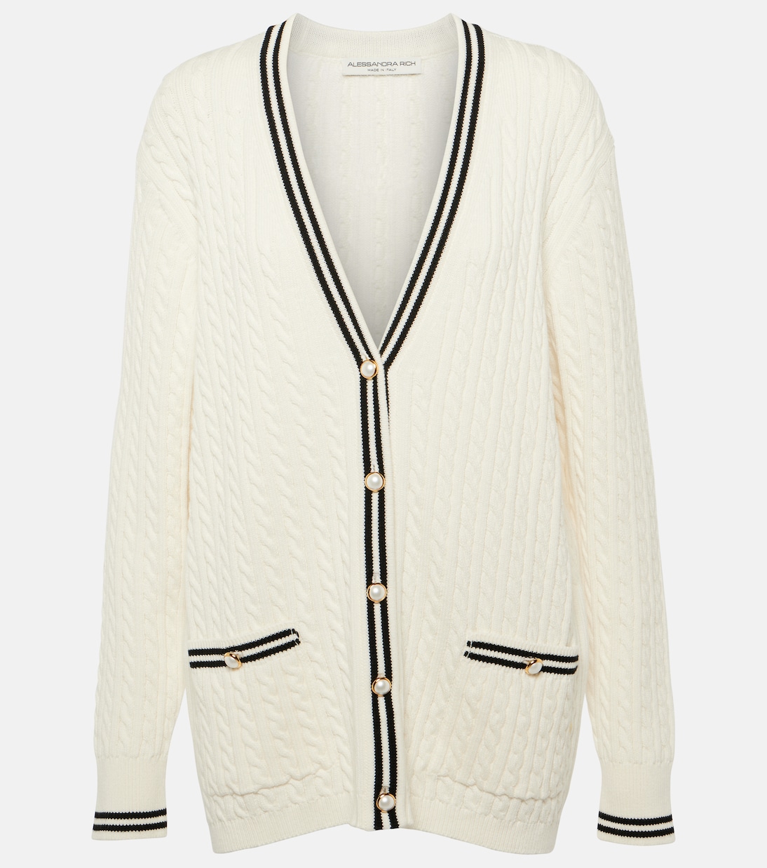 Cardigan oversize in cotone a trecce | Alessandra Rich