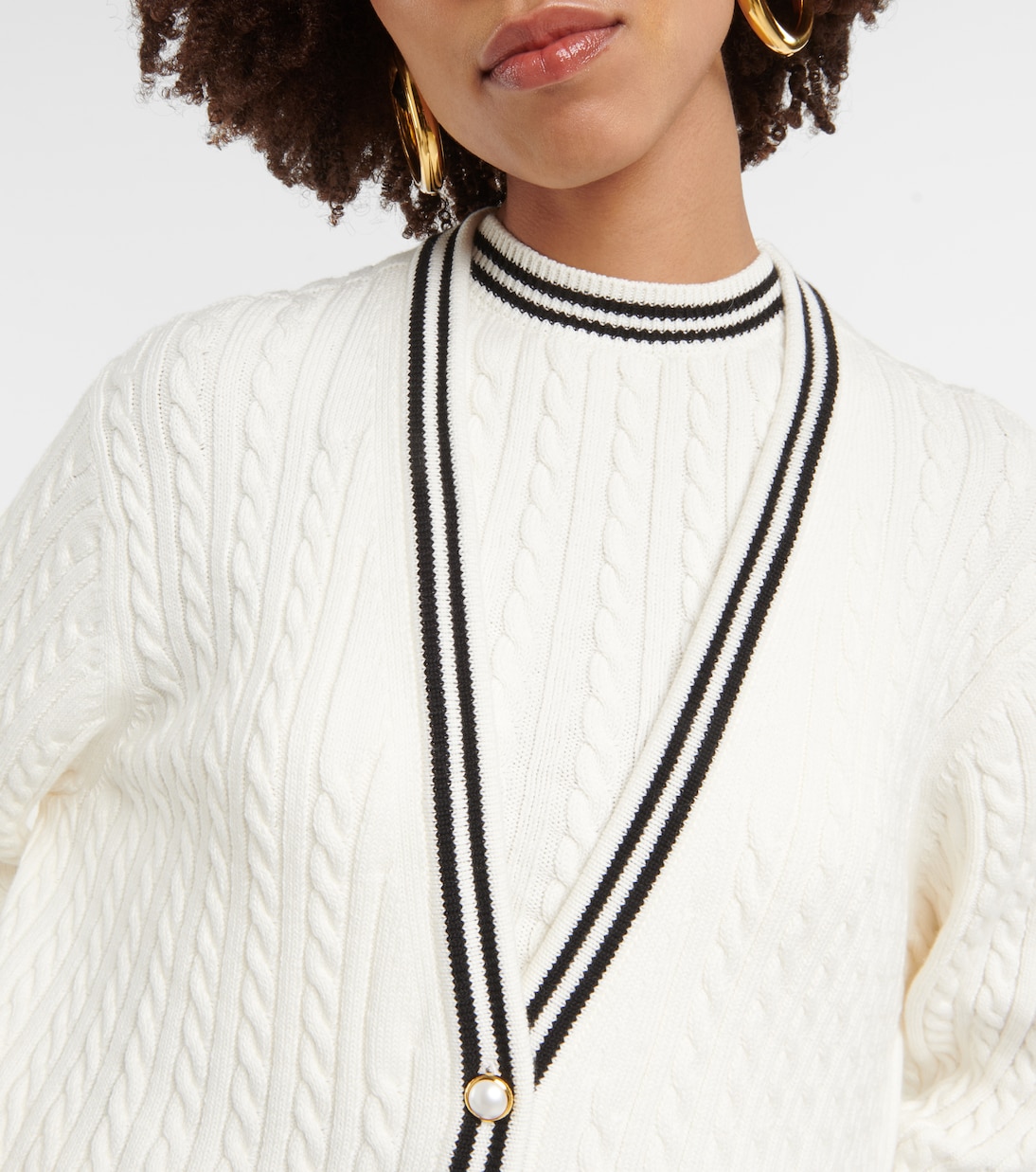 Cardigan oversize in cotone a trecce | Alessandra Rich