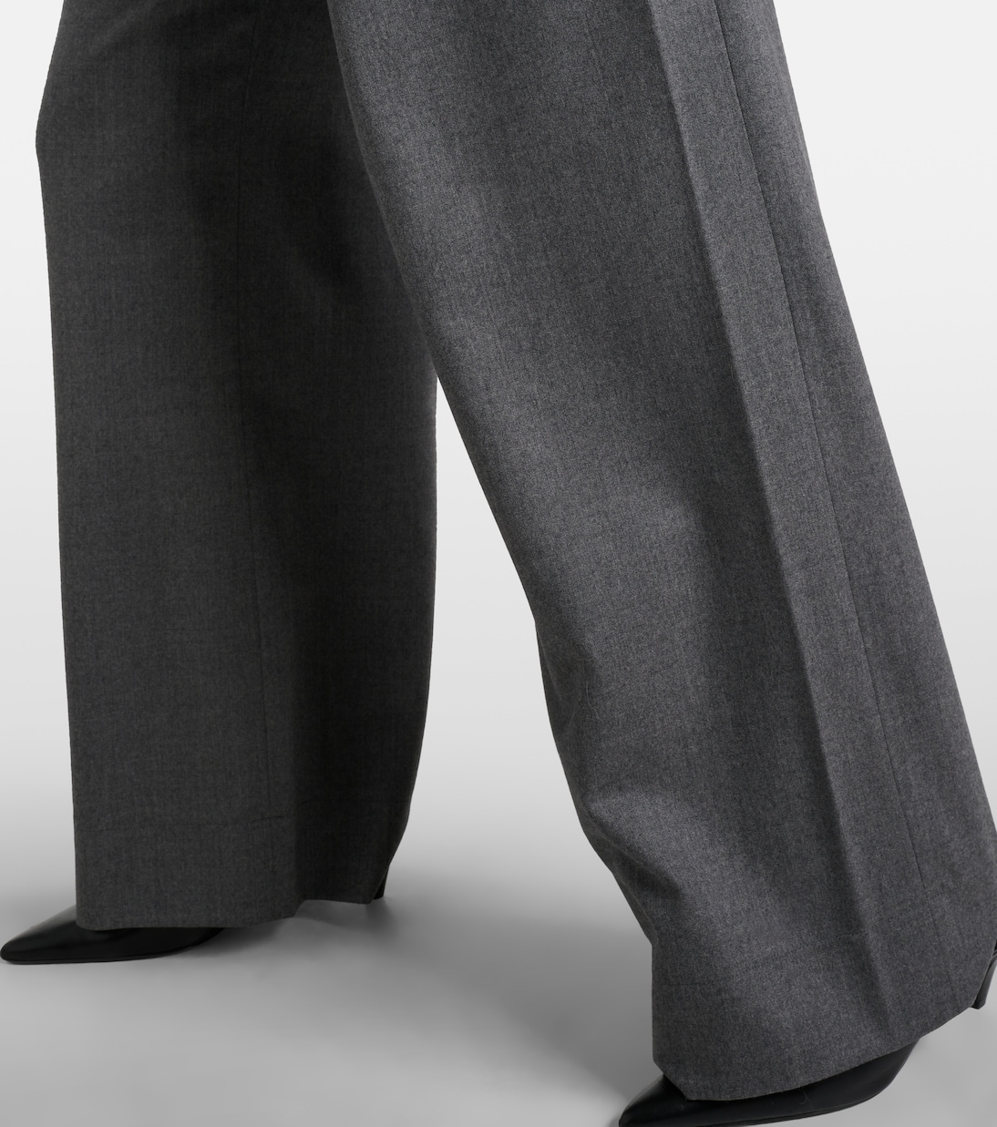 Low-rise wool flannel wide-leg pants in grey - Wardrobe NYC Low-rise wool flannel wide-leg pants in grey - Wardrobe NYC