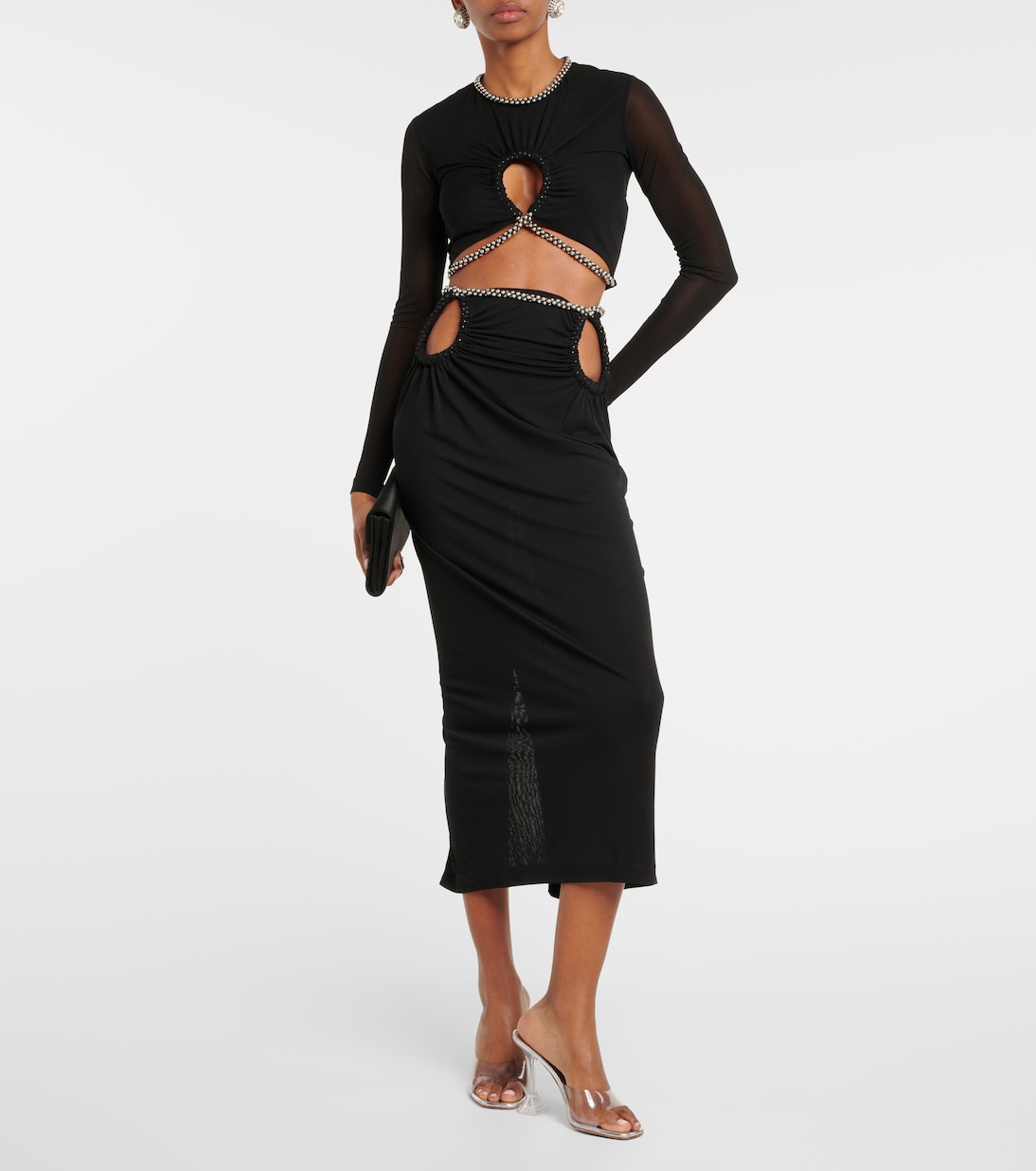 Falda midi de jersey con abertura | Dion Lee