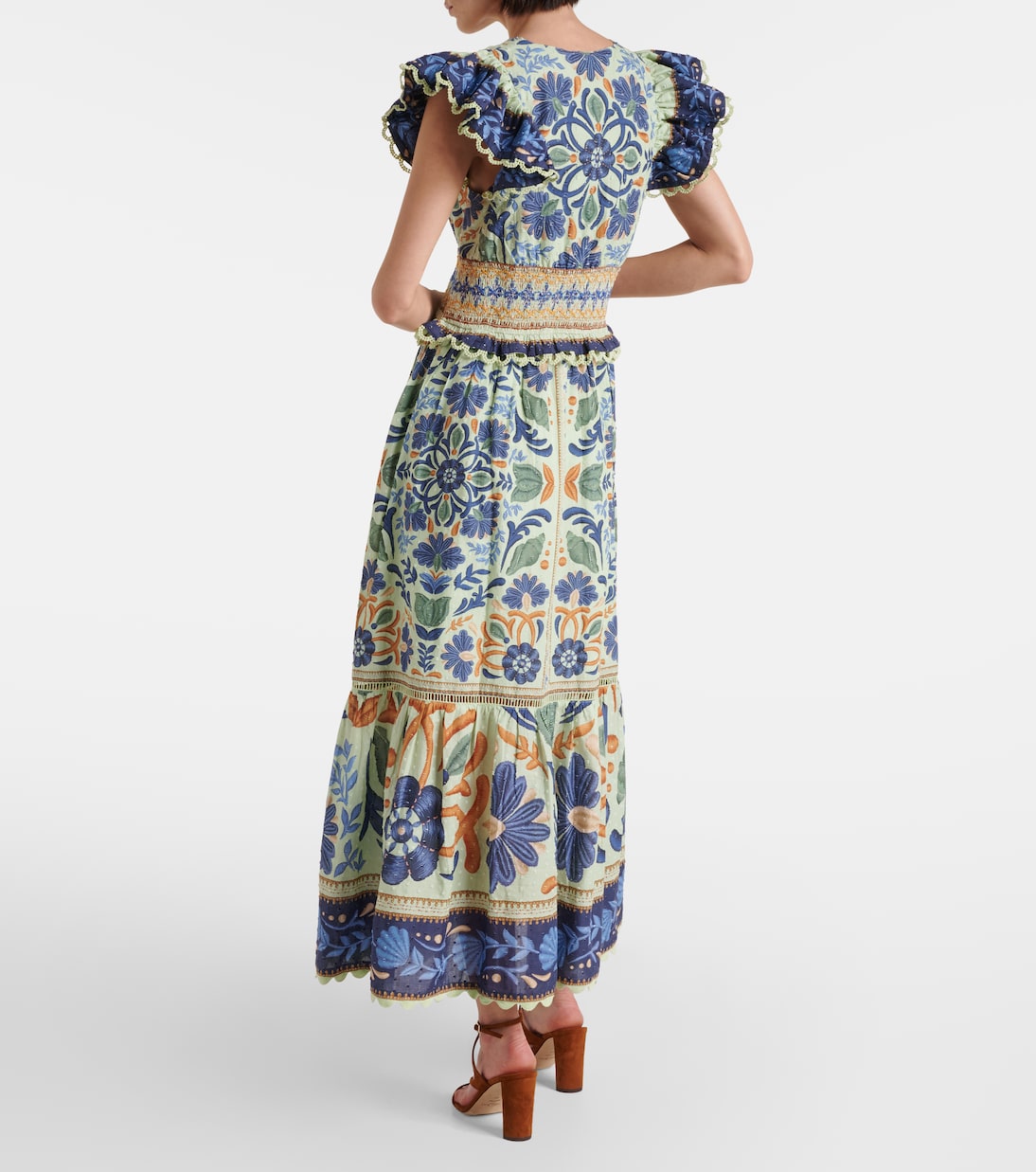 Vestido largo Ocean Tapestry de algodón | Farm Rio