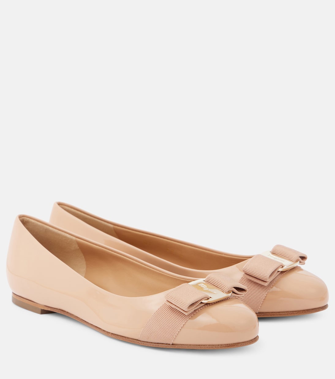Varina bow detail patent leather ballet flats in pink Ferragamo Mytheresa
