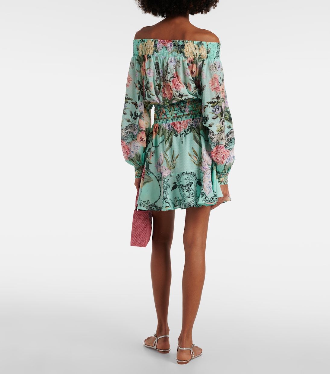 Floral off-shoulder silk minidress | Camilla