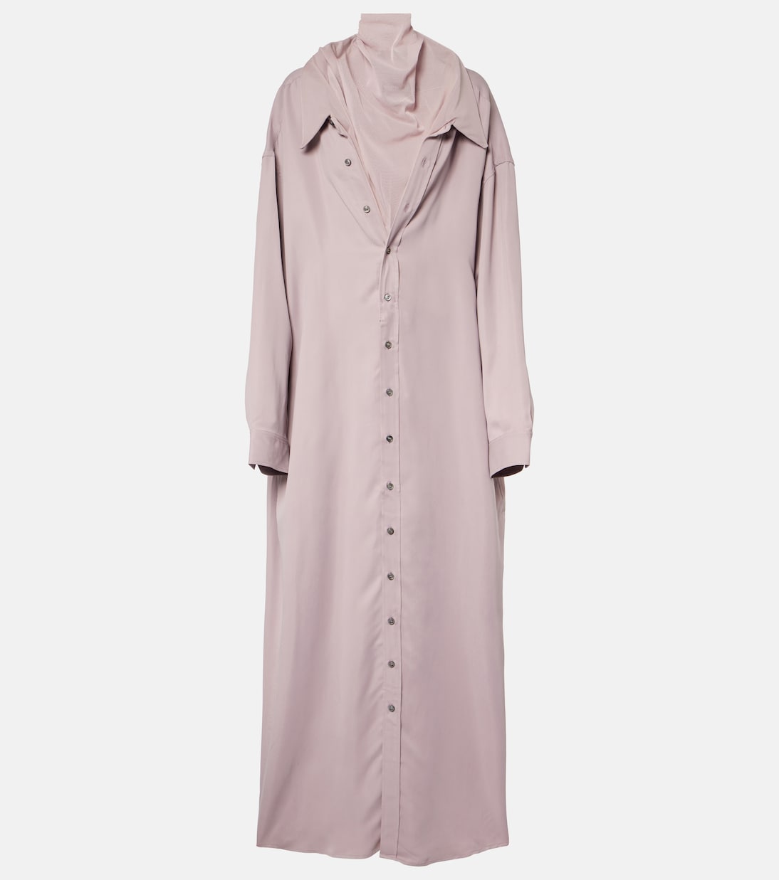 Turtleneck mesh trimmed shirt dress in purple Y Project Mytheresa