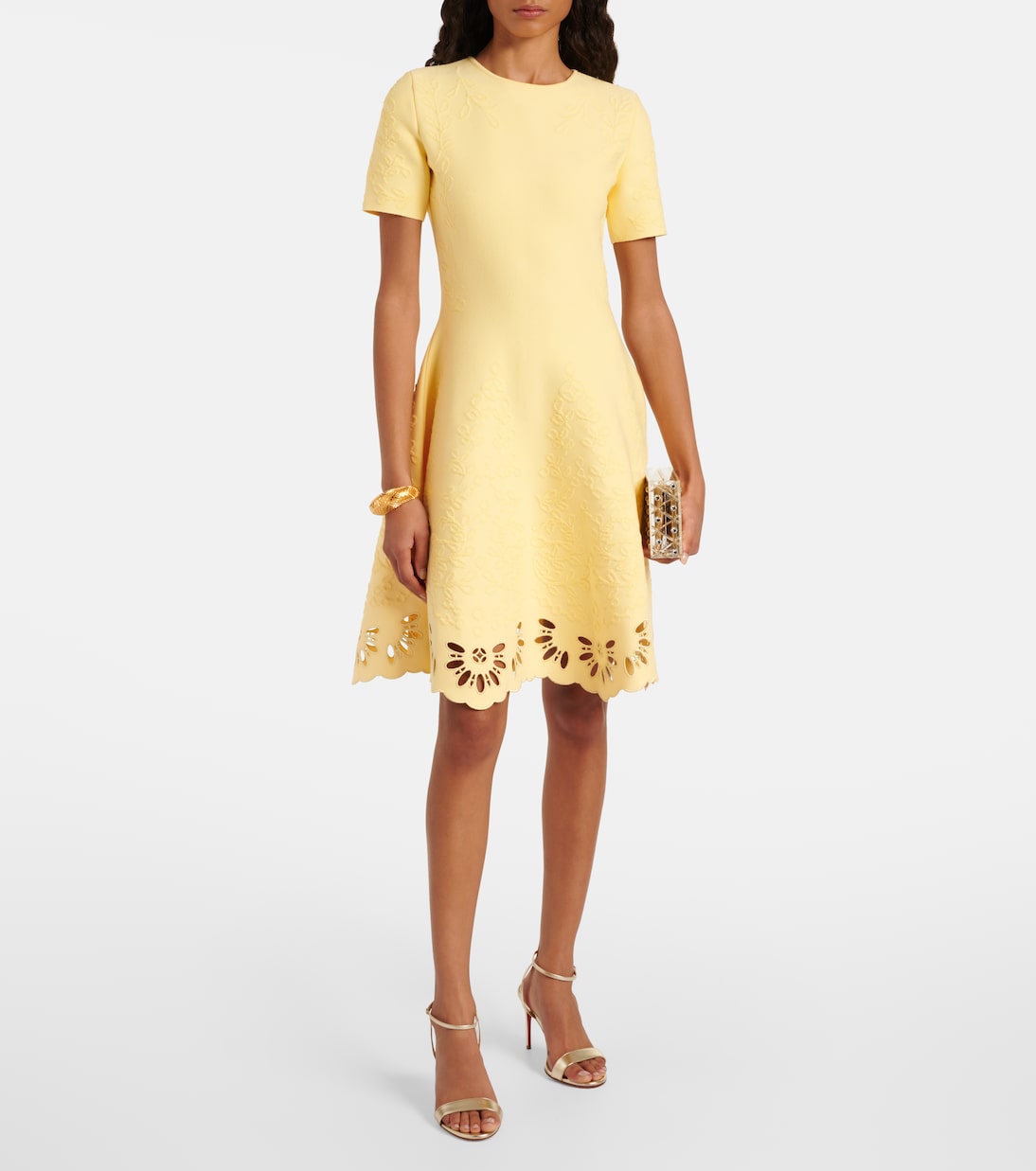 Abito corto in jacquard con ricamo | Oscar de la Renta
