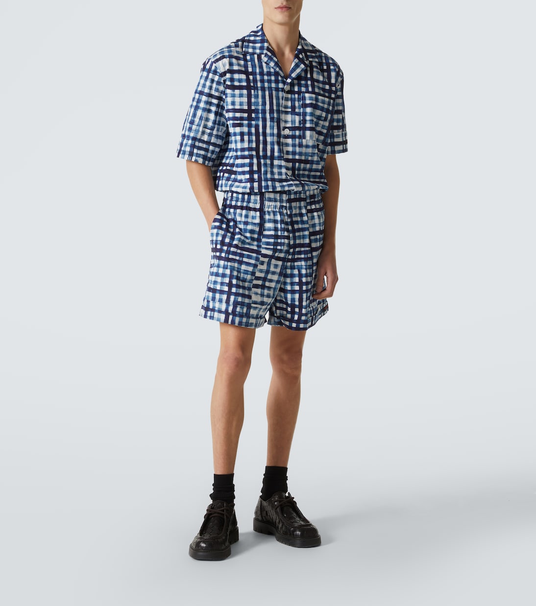 Gingham cotton Bermuda shorts | Bottega Veneta