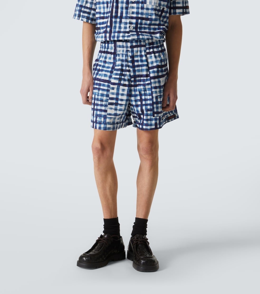 Gingham cotton Bermuda shorts | Bottega Veneta