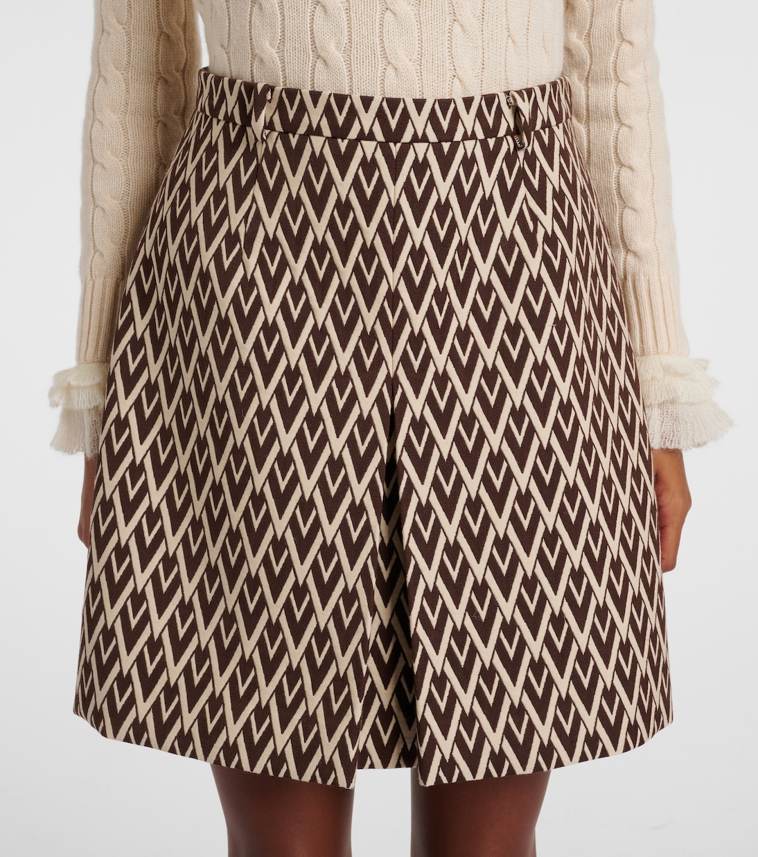 Toute La V wool jacquard miniskirt | Valentino