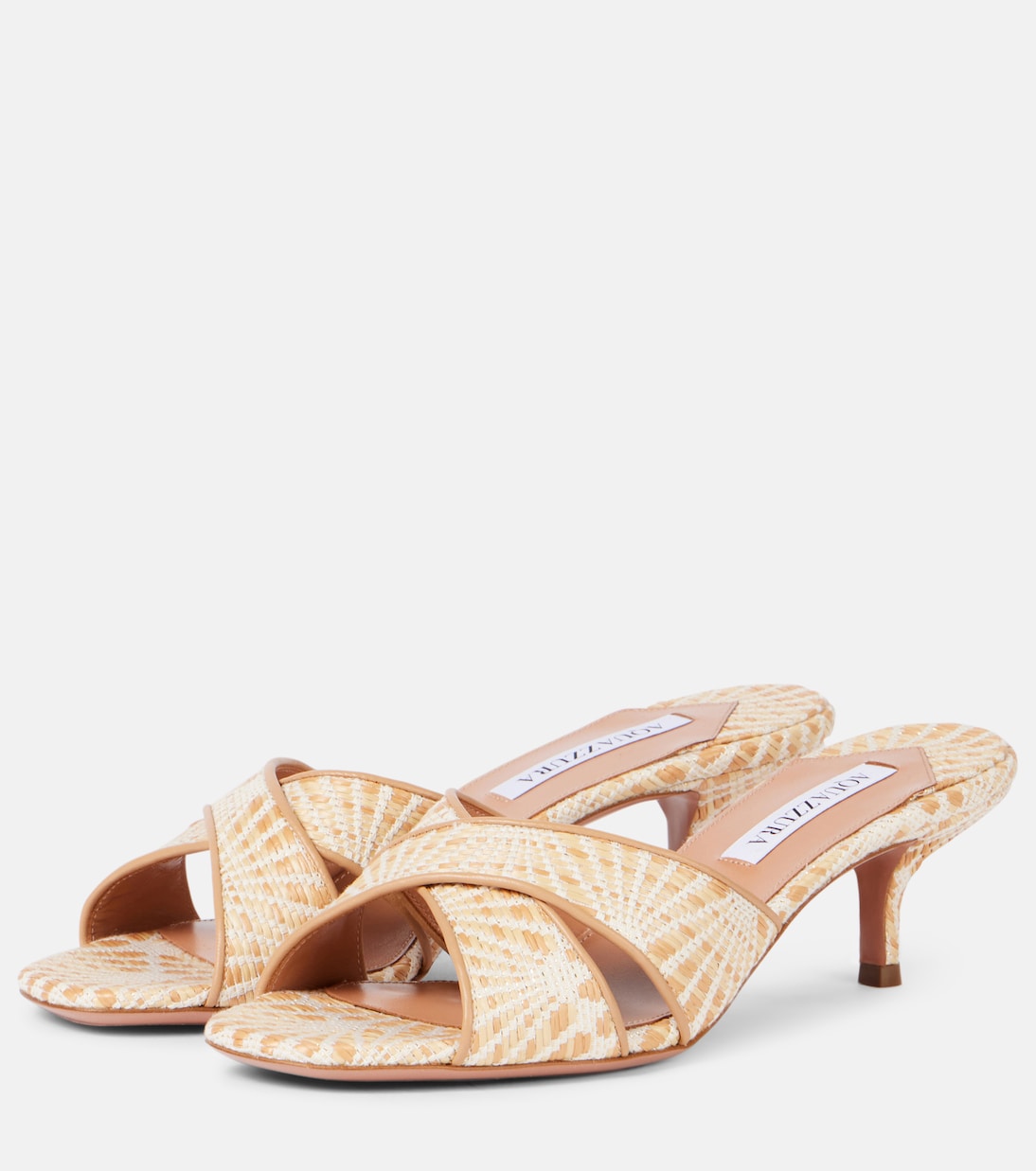 AQUAZZURA Divine 50: Sandali in raffia con dettagli in pelle per uno stile giovane e fresco