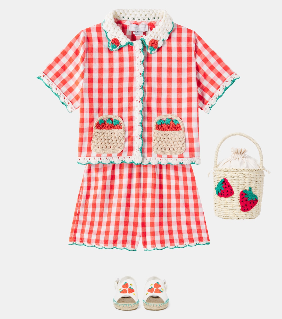Camisa de algodón a cuadros con croché | Stella McCartney Kids