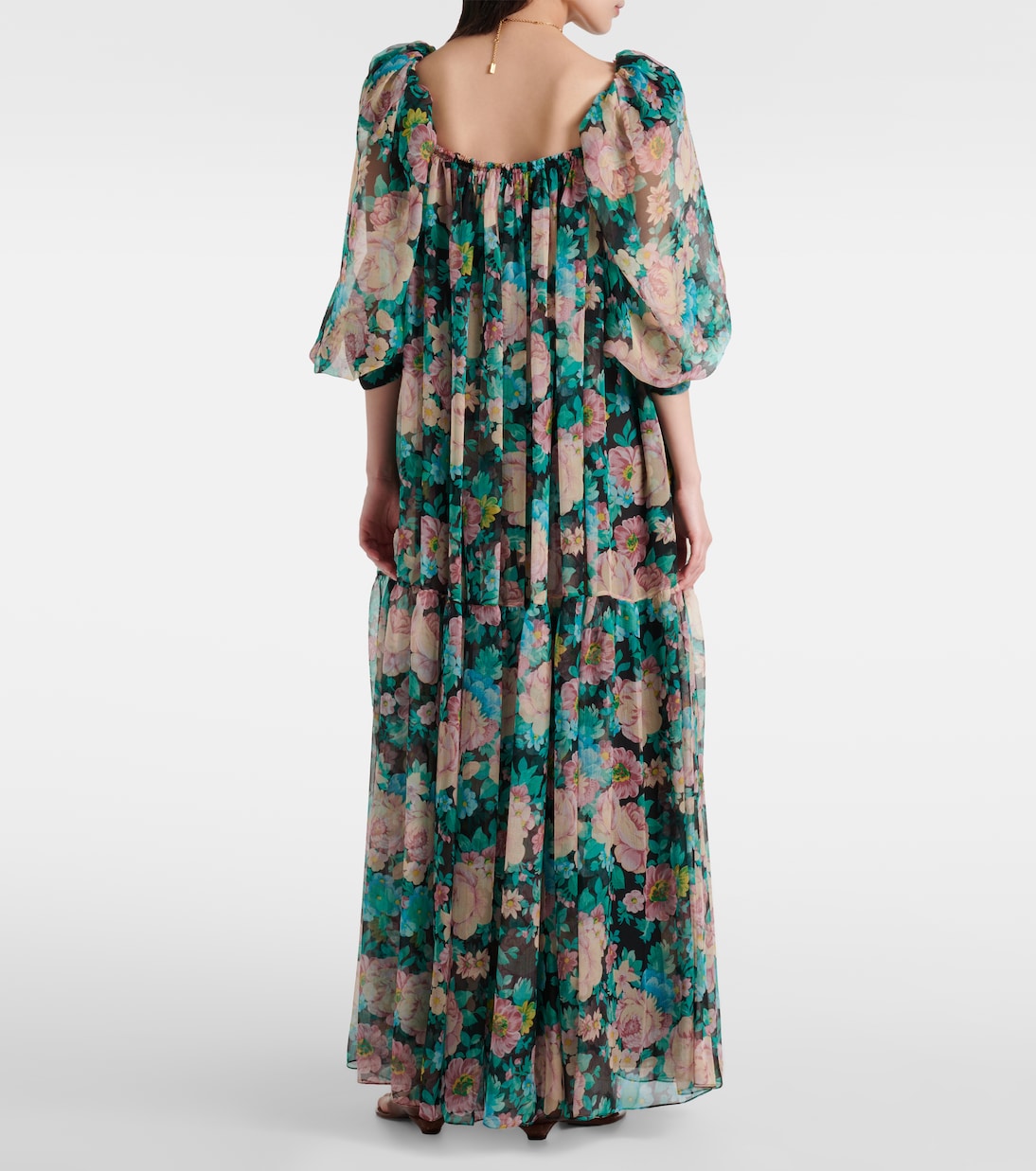 Robe longue en soie à fleurs | Chloé