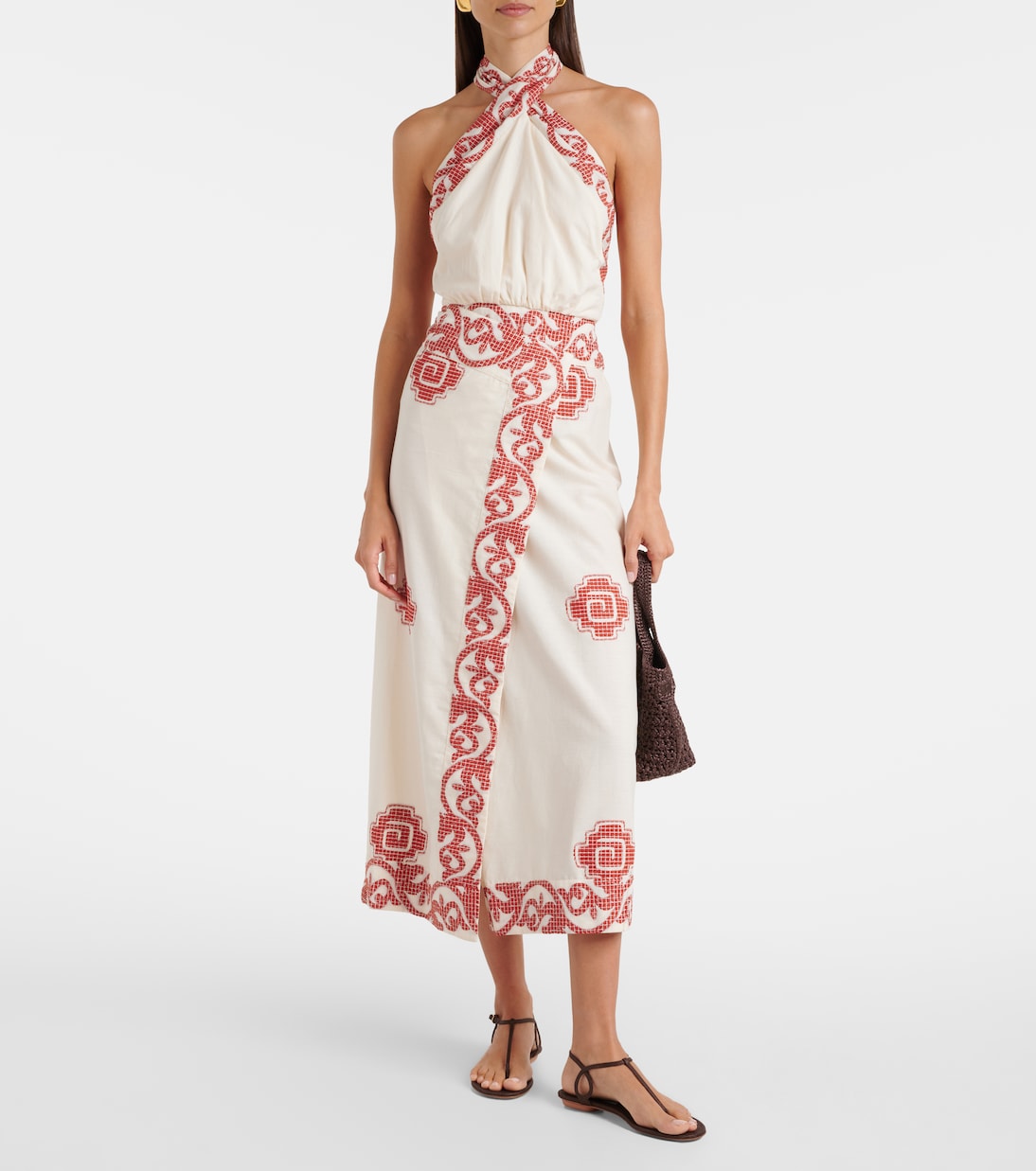 Vestido midi de algodón estampado | Johanna Ortiz