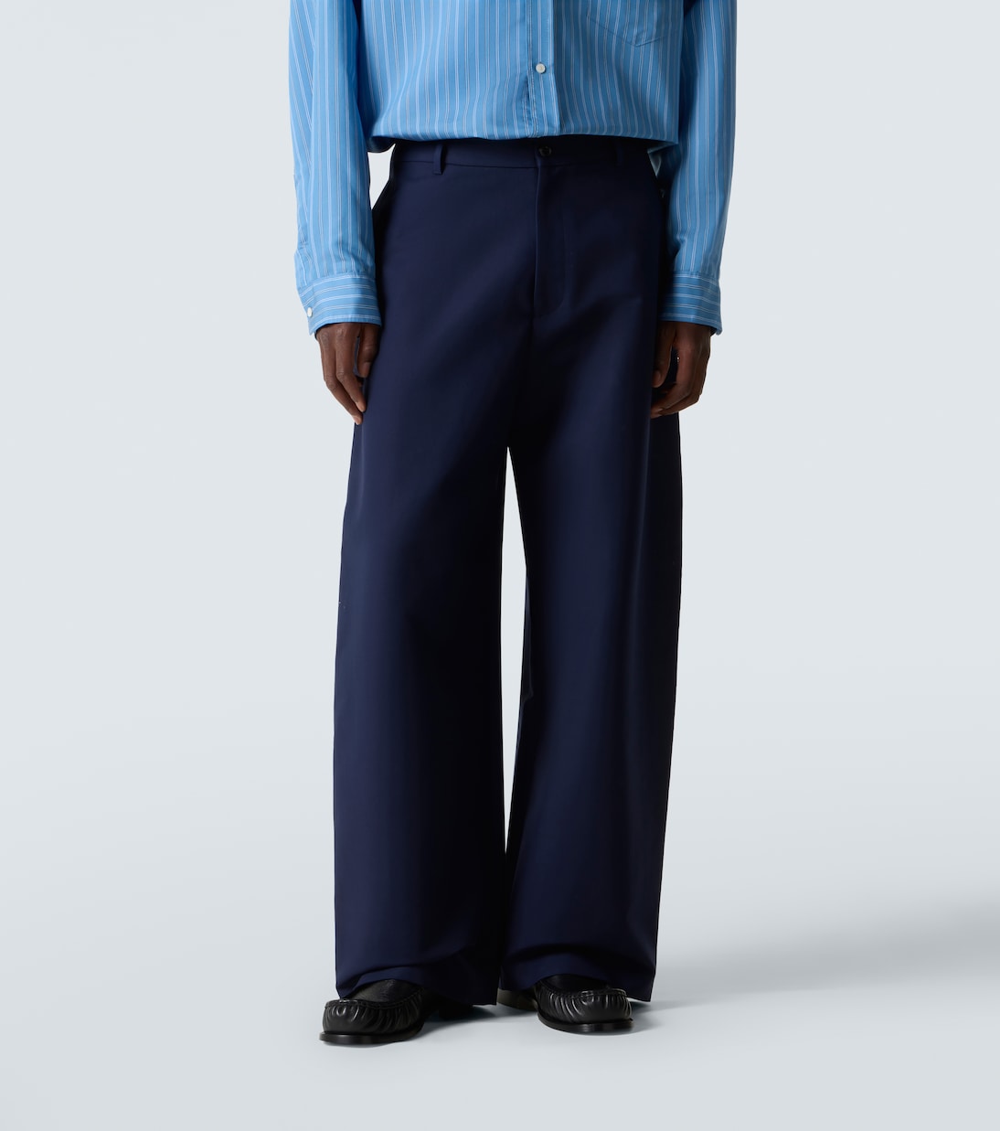 Mid-rise cotton satin wide-leg pants | Acne Studios