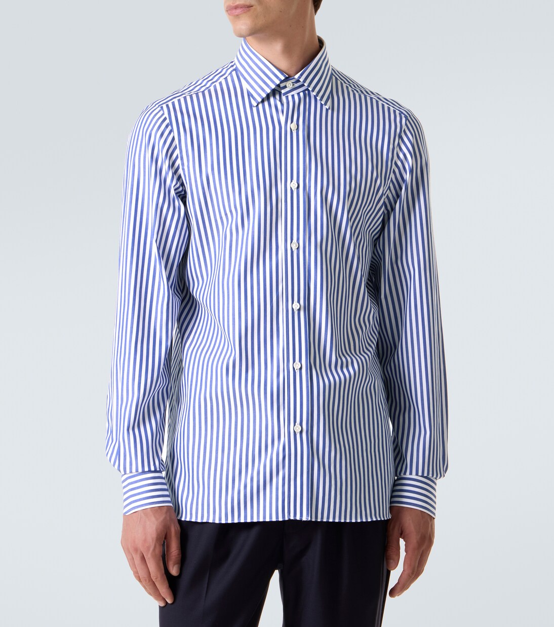 Striped cotton poplin shirt | Rubinacci