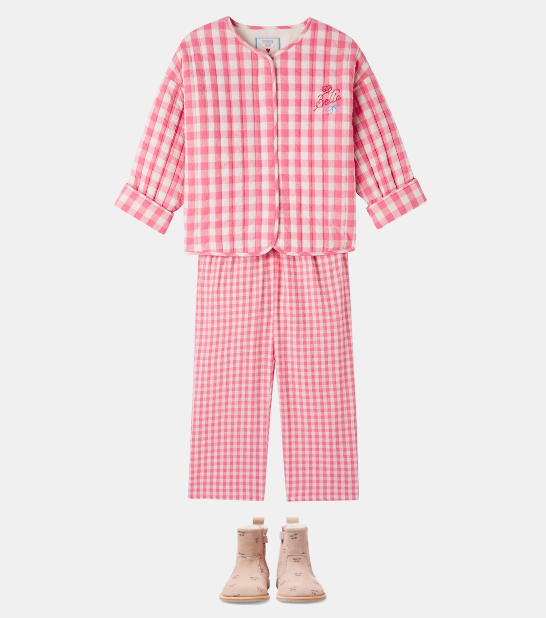 Pantalones rectos de algodón a cuadros vichy | Konges Sløjd