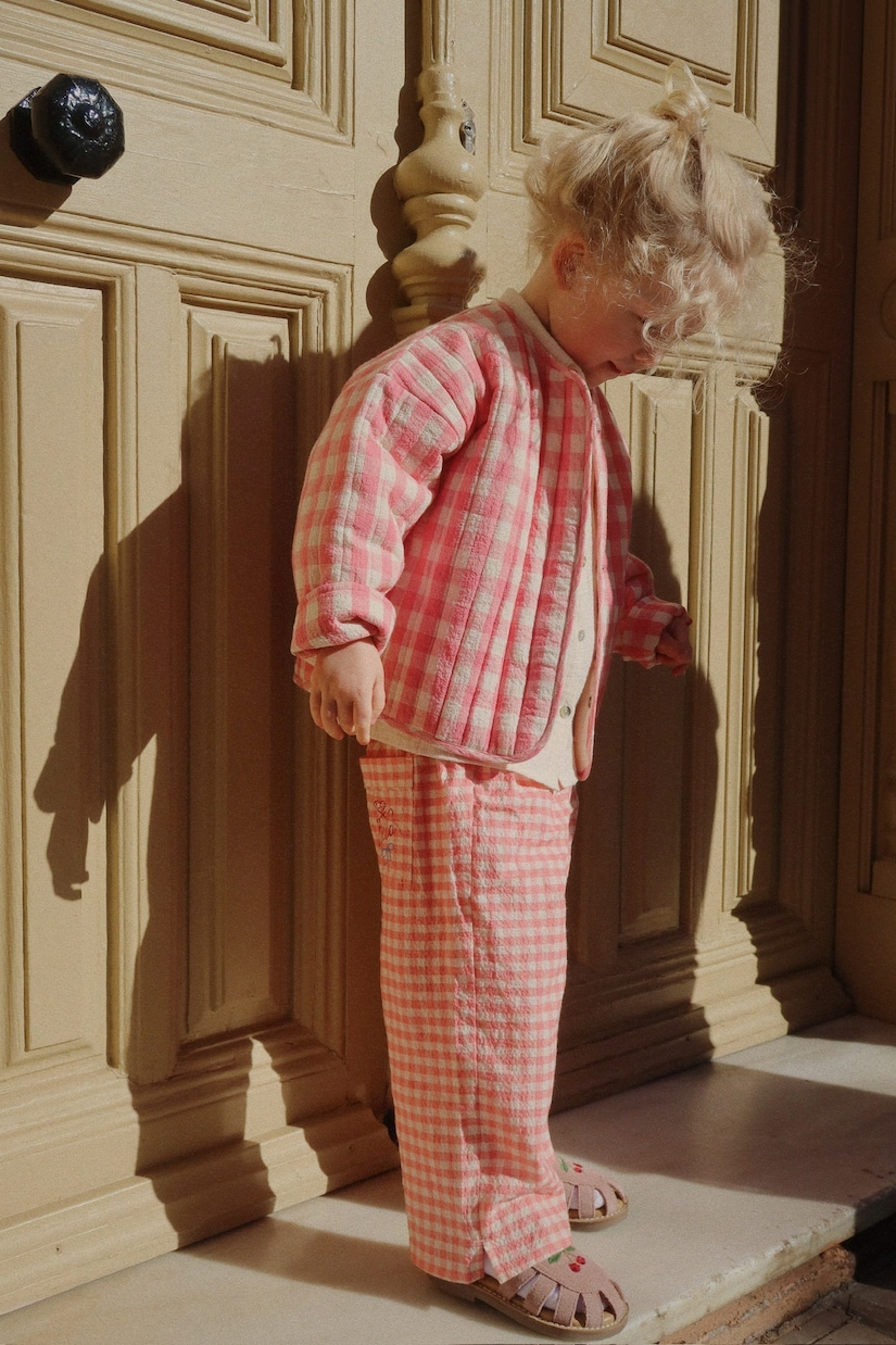 Embroidered gingham cotton straight pants | Konges Sløjd