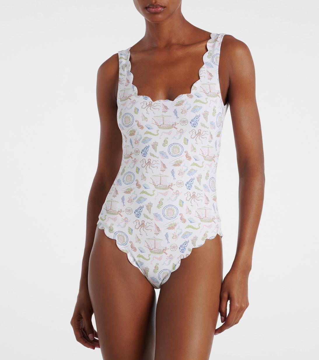 Palm Springs printed scalloped swimsuit | Marysia