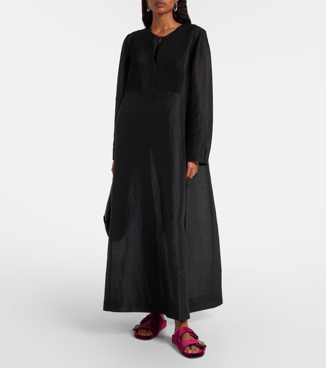 Pleated linen and silk kaftan | Tory Burch