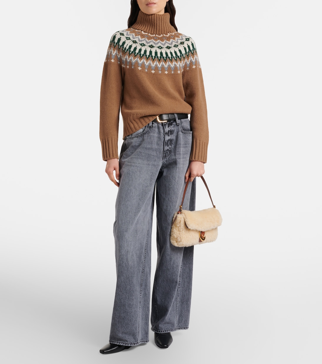 Harlow shearling shoulder bag | Staud