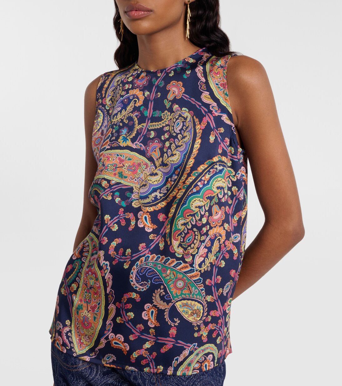 세미 시어 자카드 블라우스 | Etro